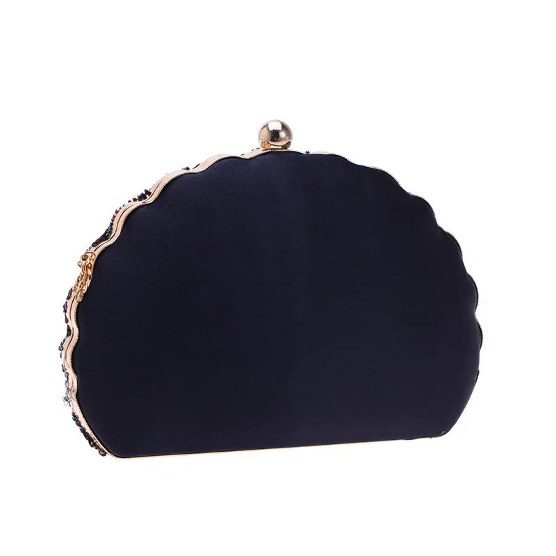 Shell Shape Women's Clutch Bag Sequin Purses and Handbags Luxury Designer Retro Embroidery Evening Bag Female Party Handbag Z079