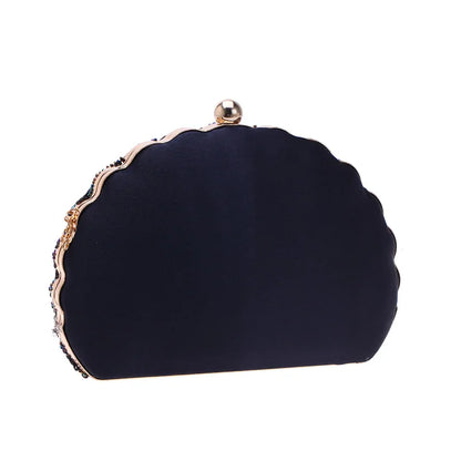 Shell Shape Women's Clutch Bag Sequin Purses and Handbags Luxury Designer Retro Embroidery Evening Bag Female Party Handbag Z079