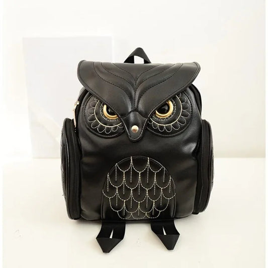 Fashion Women Backpack Newest Stylish Cool Black PU Leather Owl Backpack Female Hot Sale Women shoulder bag school bags