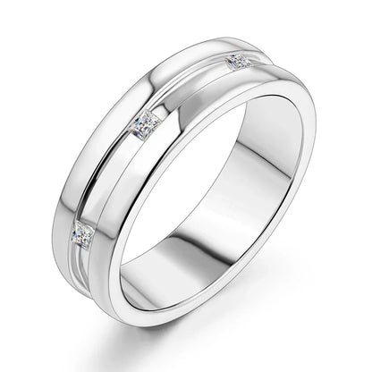 Princess Square Cut D Color Moissanite 18K White Gold Plated Engagement Wedding Band Moissanite Lab Grown Diamond Ring for Women