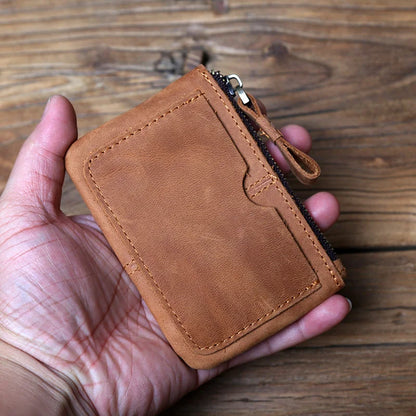 Leather Mini Men's Coin Wallet Retro Leisure First Layer Cowhide Lady's Change Purse Crazy Horse Leather Credit Card Bag