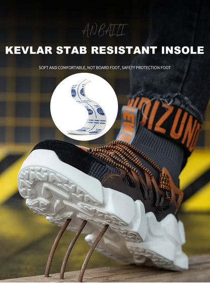 Indestructible Safety Work Shoes With Steel Toe Cap Breathable Outdoor Sports Boots Sneakers Security Construction Boots