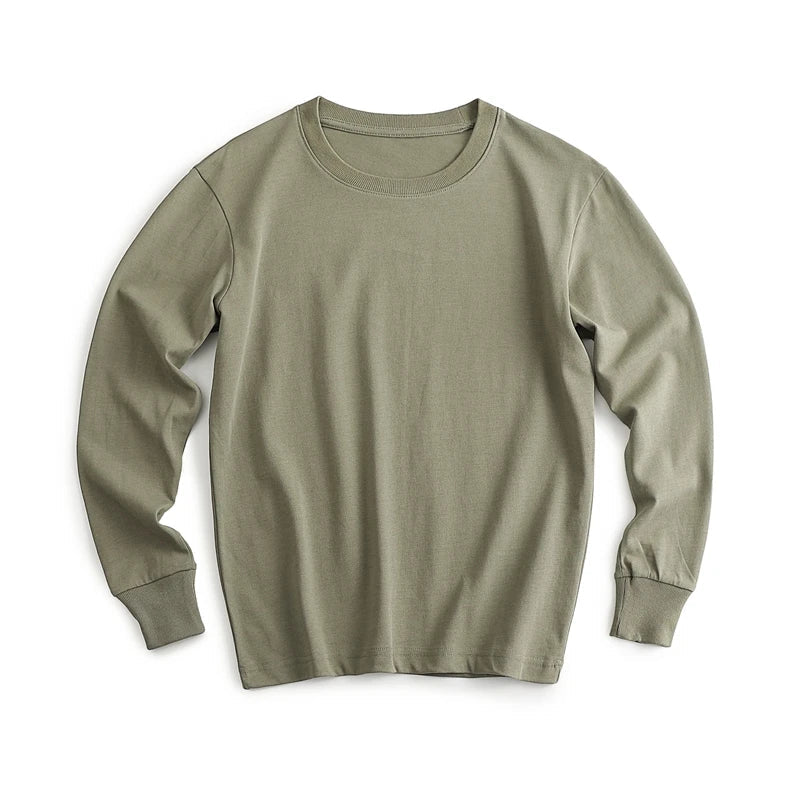 Autumn New Brand Mens Long Sleeve Tshirt Cotton T Shirt Men Vintage Casual Loose Brown Tops Unisex Home Hip Hop Streetwear