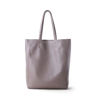 Genuine Leather Bag Women Casual Tote Female Luxury Simple Fashion Handbag Lady Cowhide Leather Daily Use Shoulder Shopping Bag