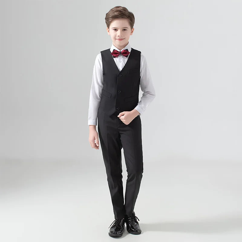Flower Boys Wedding Suit Kids Prom Party Tuxedo Formal Blazer Children's Day Pinao Performance Costume school uniform 2-16T