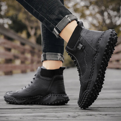 Winter Warm Men's Casual Shoes Fashion Men's Leather Boots Comfortable Men's Ankle Boots Outdoor High Quality Hiking Boots Men