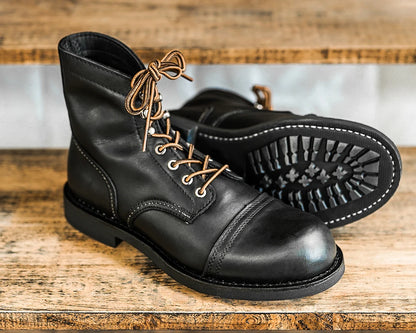 Durable Goodyear-Welted Motorcycle Rugged Heritage Boots Vintage Oil Genuine Leather 8111 Red Punk For Men Cowhide Mid-Cut Shoes