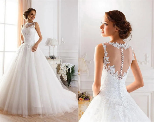2019 lace White Ivory A-Line Wedding Dresses for bride Dress gown Vintage plus size Customer made size Backless vestido De Noiva