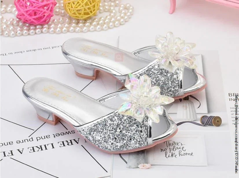 Shoes For Girls Cartoon Leather Children Shoes Frozen Princess Kids Shoes Girl Slippers Dress Snow Queen Sandal