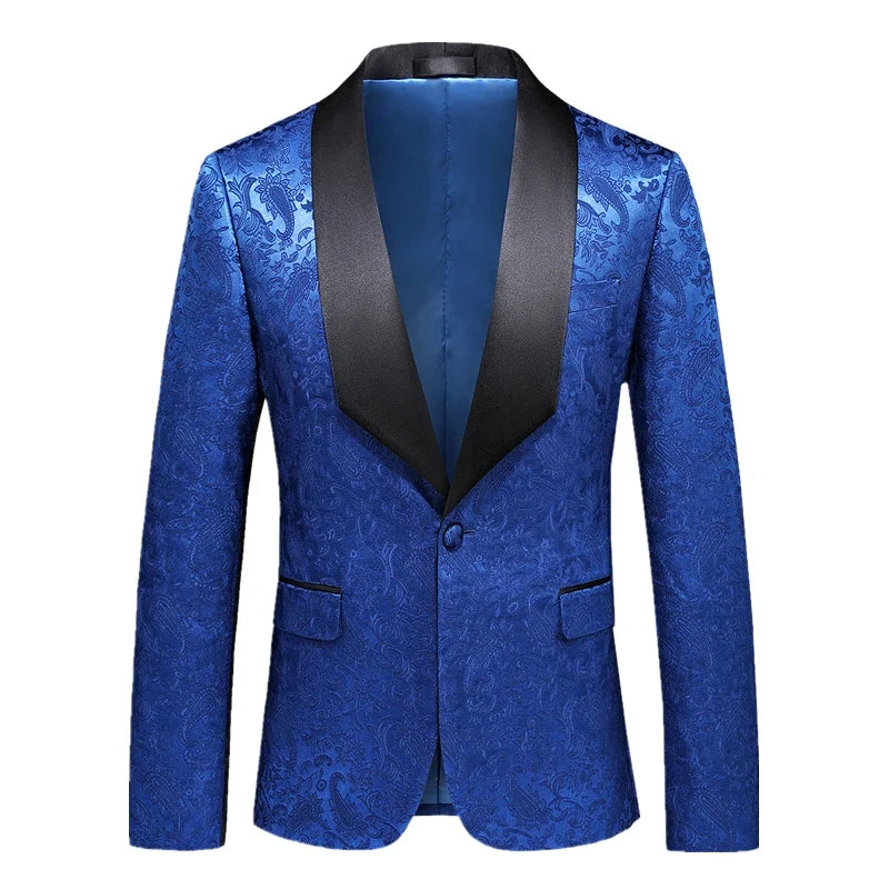 2026 New Men's White Rose Pattern Suit Jacket, Wedding Party Dress Coat, High Quality Men Slim Blazers Masculino Big Size M-6XL