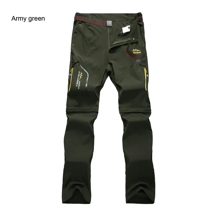 Men's Camping Hiking Pants Trekking Stretch Summer Quick Dry UV-Proof Outdoor Travel Trousers Detachable into Shorts