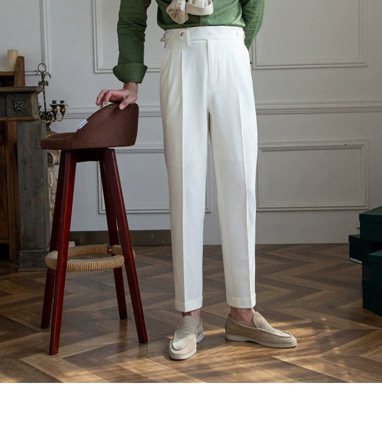 Deer Sanxian Business Men's Summer Bubble Gauze Naples High Waist Straight Pants Japanese Breathable Casual Pants