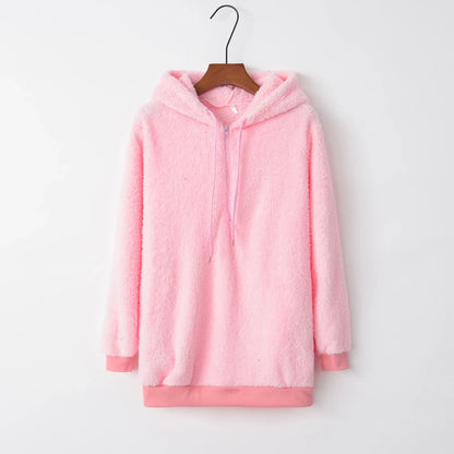 Fashion Trend Long-sleeved Hooded Solid Color, Women's Sweater Coat
