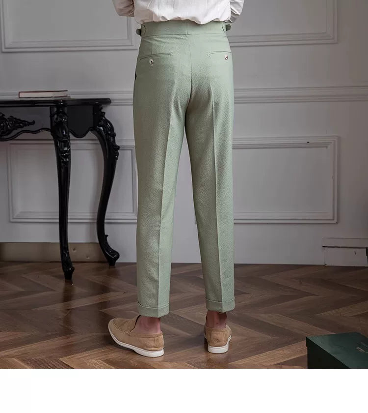 Deer Sanxian Business Men's Summer Bubble Gauze Naples High Waist Straight Pants Japanese Breathable Casual Pants