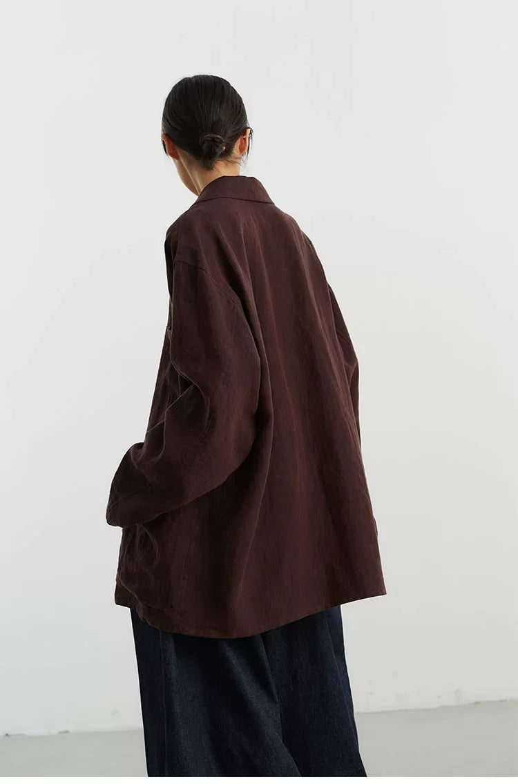 Women's Linen Shirt Jacket, Loose-Fitting Stylish Top, New Style for Spring/Summer 2026