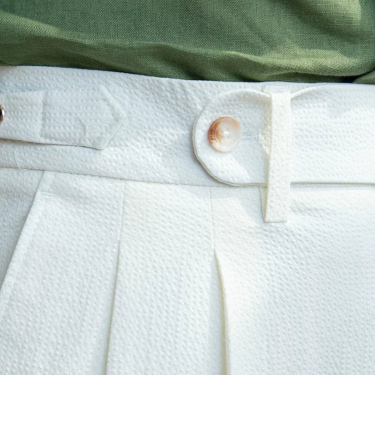 Deer Sanxian Business Men's Summer Bubble Gauze Naples High Waist Straight Pants Japanese Breathable Casual Pants