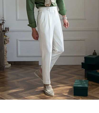 Deer Sanxian Business Men's Summer Bubble Gauze Naples High Waist Straight Pants Japanese Breathable Casual Pants