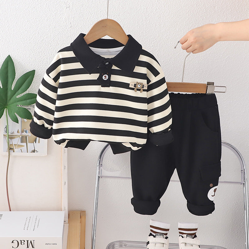 New Autumn Baby Clothes Set Children Boys Striped Long Sleeved T-Shirt Pants 2Pcs/Sets Infant Fashion Costume Kids Tracksuits