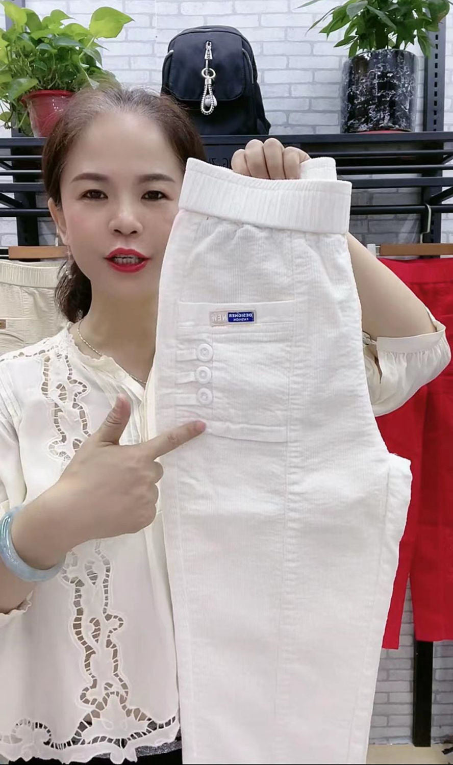 Elegant Women Streetwear Korean Fashion Casual Pant Solid Corduroy Harlan Button Pockets Pants New Autumn Winter Pants Plus Size