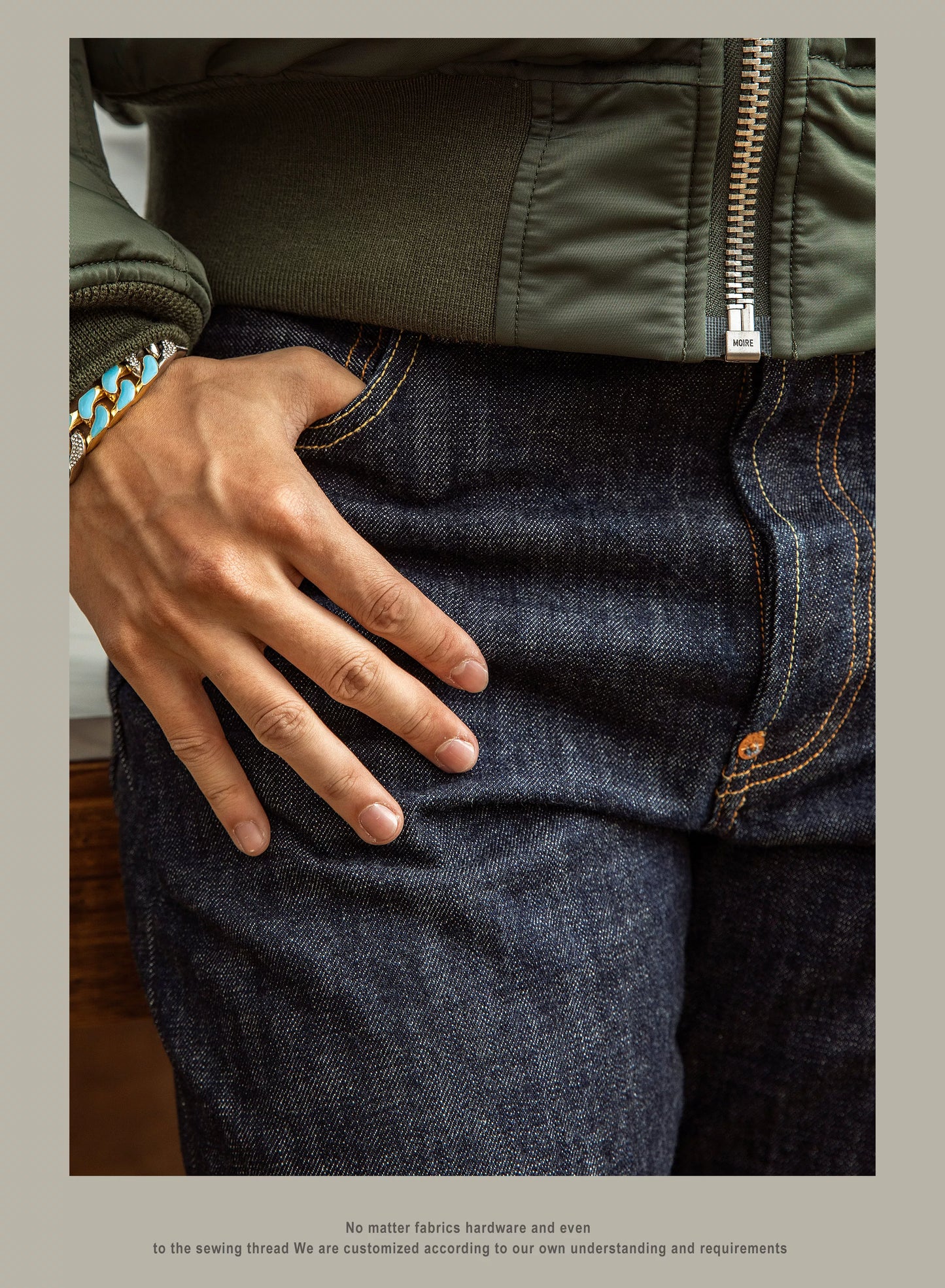 DN-0006 14oz Raw Indigo Selvage Washed Loose Fitting Pants Sanforised Denim Jean