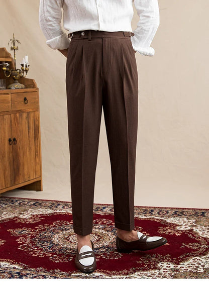 Deer Sanxian Business Men's Summer Bubble Gauze Naples High Waist Straight Pants Japanese Breathable Casual Pants