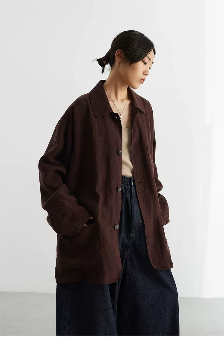 Women's Linen Shirt Jacket, Loose-Fitting Stylish Top, New Style for Spring/Summer 2026