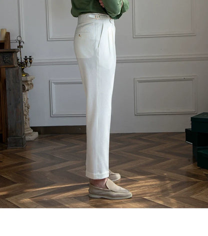 Deer Sanxian Business Men's Summer Bubble Gauze Naples High Waist Straight Pants Japanese Breathable Casual Pants
