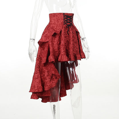 Fairycore Grunge Lolita Skirt Women Dark Gothic Christmas High Waist Bandage Corset Skirt Aesthetic Streetwear Partywear