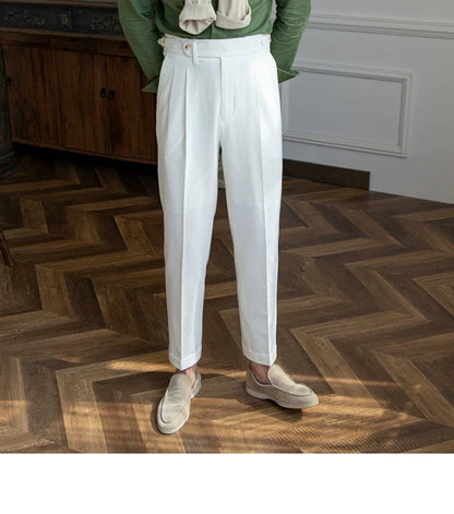 Deer Sanxian Business Men's Summer Bubble Gauze Naples High Waist Straight Pants Japanese Breathable Casual Pants