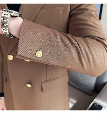 2023 Classic Luxury Mens  Double Breasted Suit Jacket Groom Wedding Tuxedos Business Casual Blazer Social Club Outfits Suit Coat