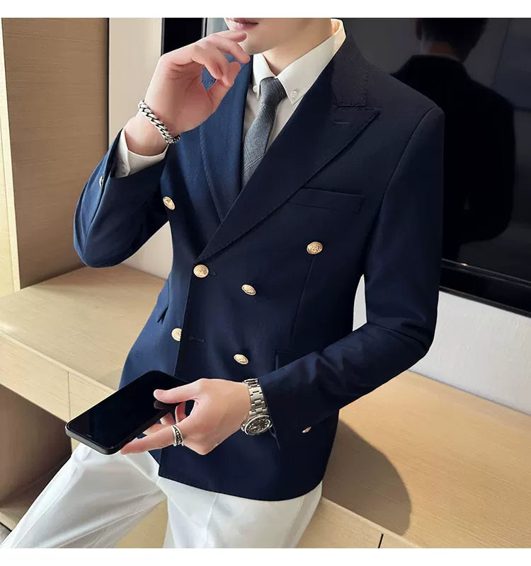2023 Classic Luxury Mens  Double Breasted Suit Jacket Groom Wedding Tuxedos Business Casual Blazer Social Club Outfits Suit Coat