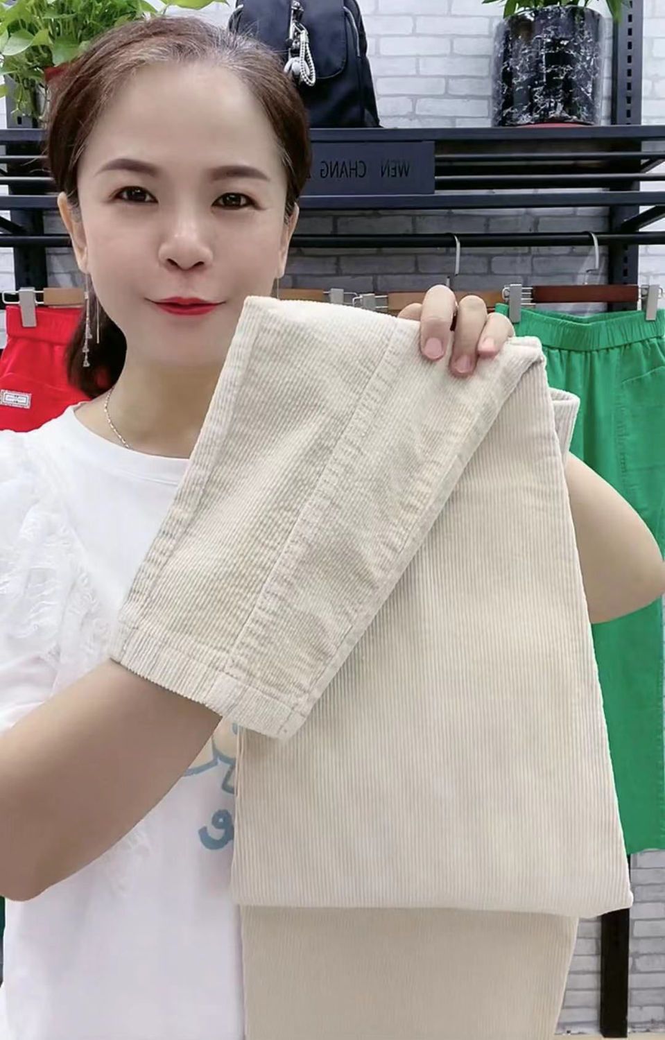 Elegant Women Streetwear Korean Fashion Casual Pant Solid Corduroy Harlan Button Pockets Pants New Autumn Winter Pants Plus Size