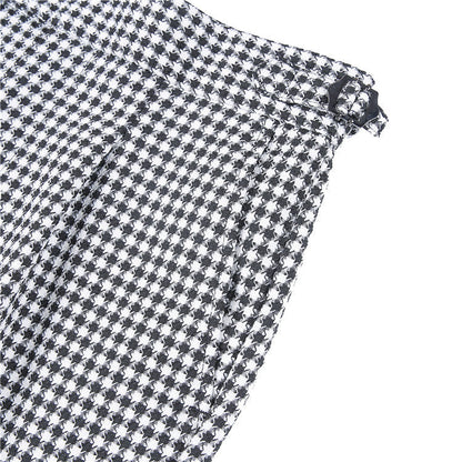 British Style Autumn New Fashion Stripe Plaid Suit Pant Men High Waist Design Slim Fit Office Pants Mens Groom Wedding Trousers