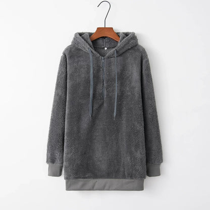 Fashion Trend Long-sleeved Hooded Solid Color, Women's Sweater Coat