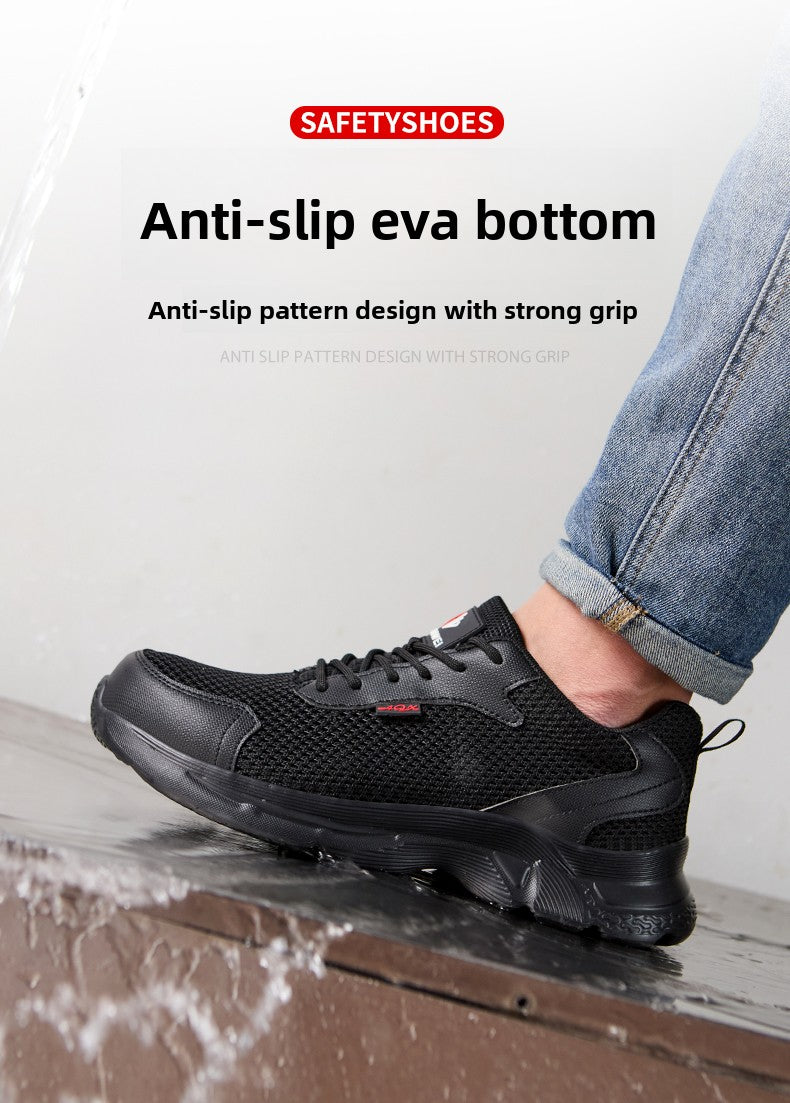 anti puncture men safety shoes summer breathable mesh work shoes industrial plastic toe sneakers construction insulated shoes