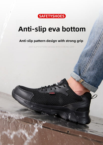anti puncture men safety shoes summer breathable mesh work shoes industrial plastic toe sneakers construction insulated shoes