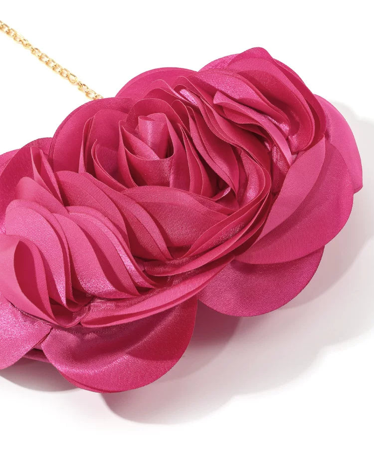 Fashion Pink Flower Petal Banquet Floral Dress Purse Evening Day Clutch Bag Women Luxury Prom Party Wedding Day Bag