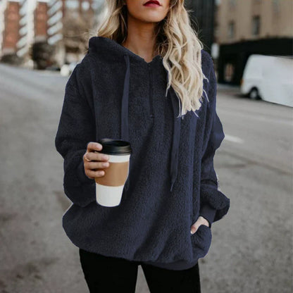 Fashion Trend Long-sleeved Hooded Solid Color, Women's Sweater Coat