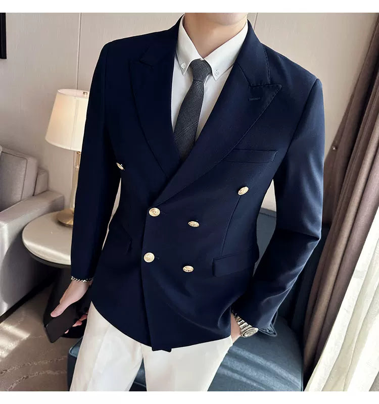 2023 Classic Luxury Mens  Double Breasted Suit Jacket Groom Wedding Tuxedos Business Casual Blazer Social Club Outfits Suit Coat