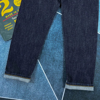 14oz Red Selvedge Denim Jeans for Men Heavyweight Raw Desilted Indigo Cotton Pants Youth Male Fashion Loose Straight Trousers