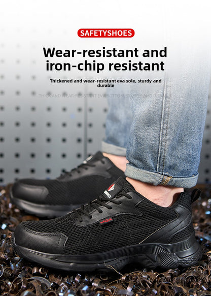 anti puncture men safety shoes summer breathable mesh work shoes industrial plastic toe sneakers construction insulated shoes
