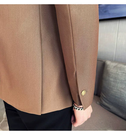 2023 Classic Luxury Mens  Double Breasted Suit Jacket Groom Wedding Tuxedos Business Casual Blazer Social Club Outfits Suit Coat