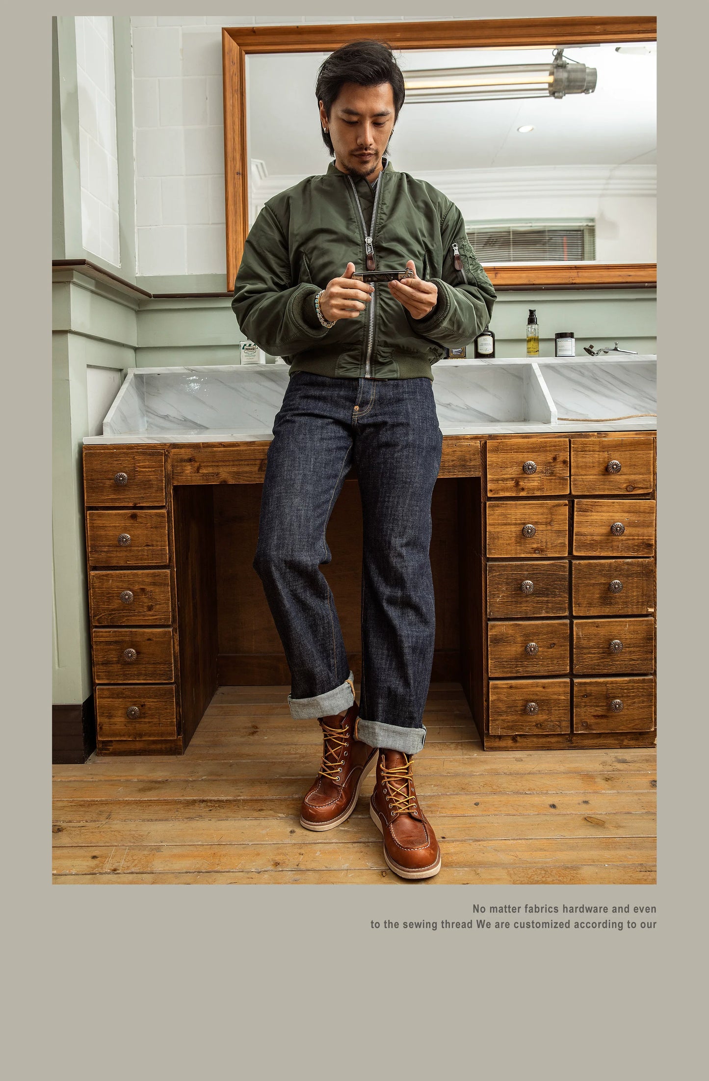 DN-0006 14oz Raw Indigo Selvage Washed Loose Fitting Pants Sanforised Denim Jean