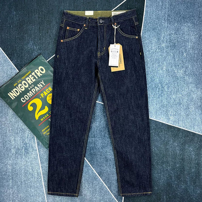 14oz Red Selvedge Denim Jeans for Men Heavyweight Raw Desilted Indigo Cotton Pants Youth Male Fashion Loose Straight Trousers