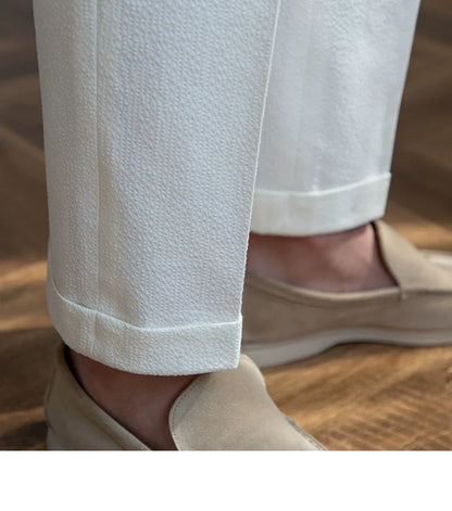 Deer Sanxian Business Men's Summer Bubble Gauze Naples High Waist Straight Pants Japanese Breathable Casual Pants