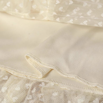 2026 Mesh Heart Printed Skirt Women Elastic High Waist Skirt Elegant Tulle A Line Ruffle Party Skirt Long Summer Saia Feminina