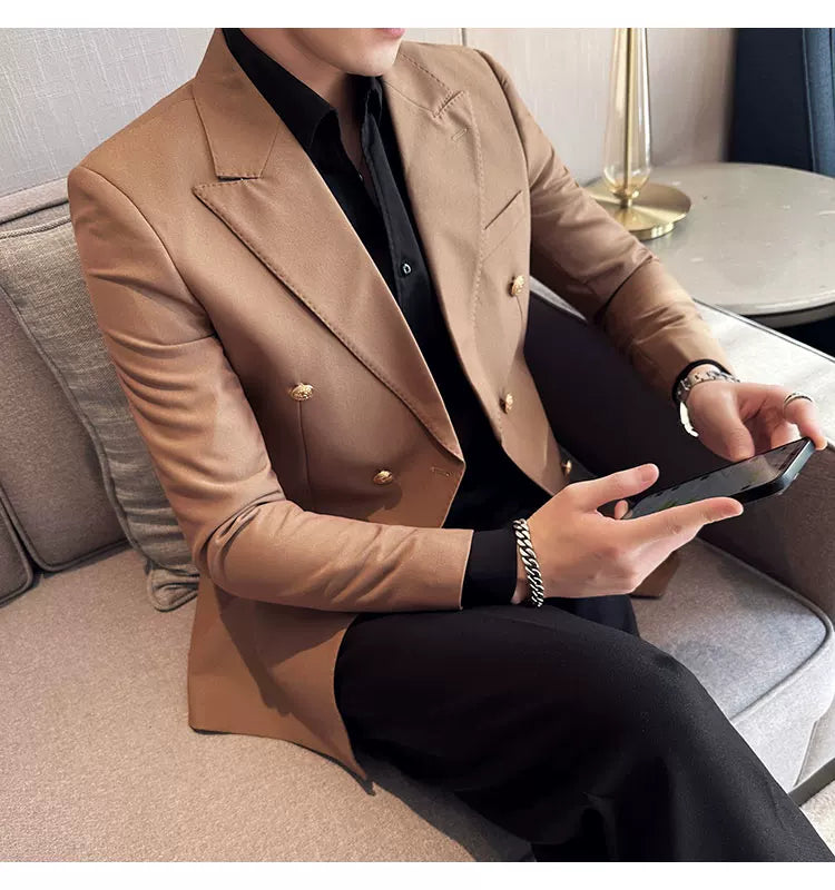 2023 Classic Luxury Mens  Double Breasted Suit Jacket Groom Wedding Tuxedos Business Casual Blazer Social Club Outfits Suit Coat