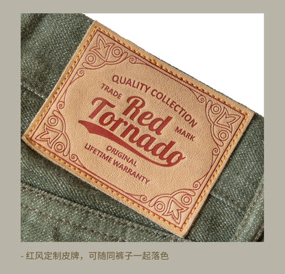 RT-511 Heavy Weight Indigo Selvage Washed 14oz Pants Sanforized Thick Raw Denim Jean Red Tornado