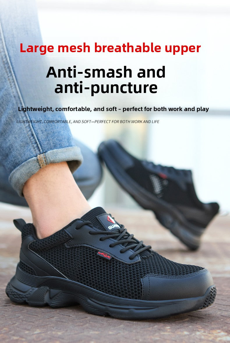 anti puncture men safety shoes summer breathable mesh work shoes industrial plastic toe sneakers construction insulated shoes