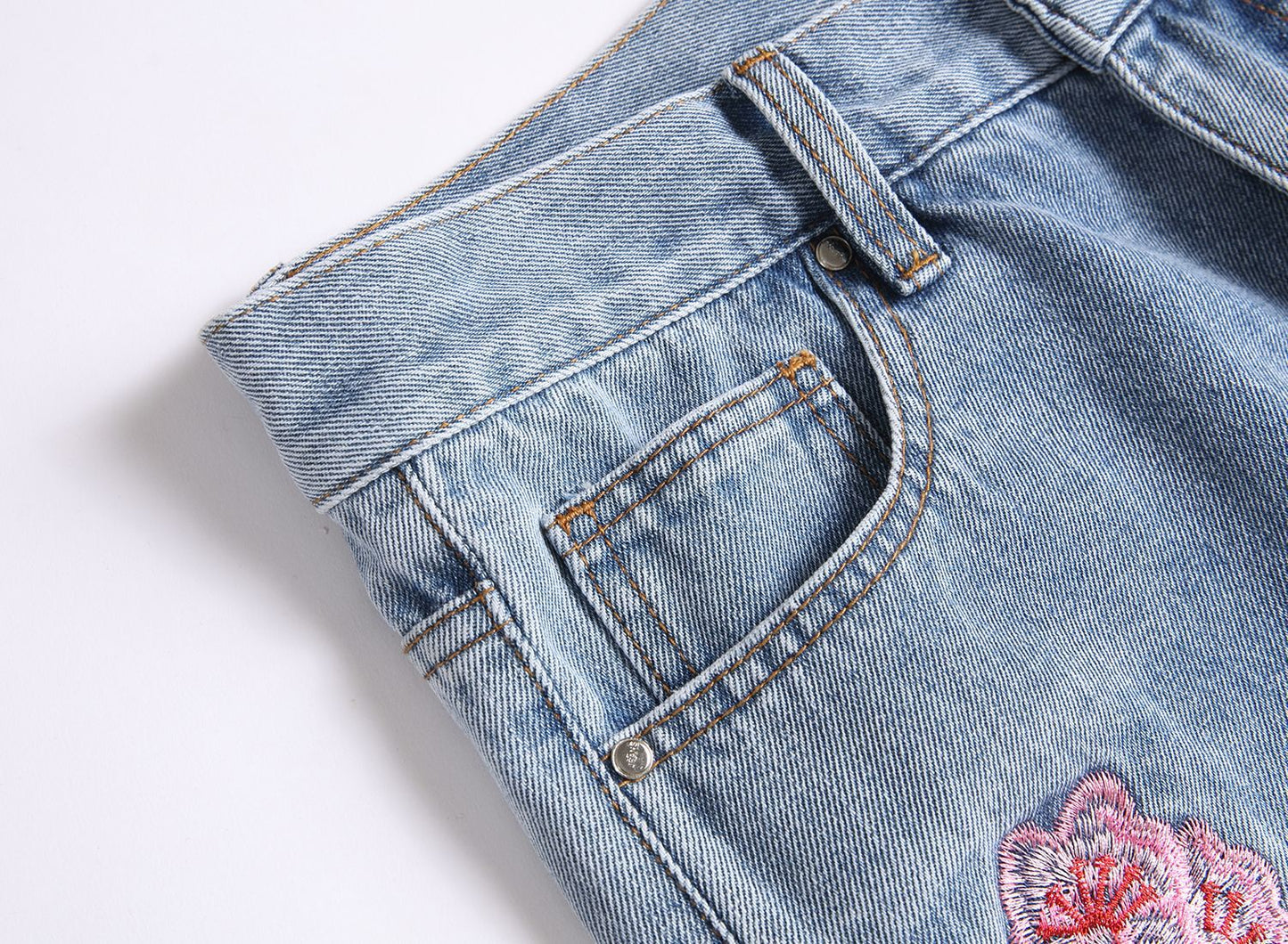 Men Straight Jean Denim Pants Jeans Loose Ankle Length Pant Pockets Casual Washed High Street Distressed Zipper Fly Spliced